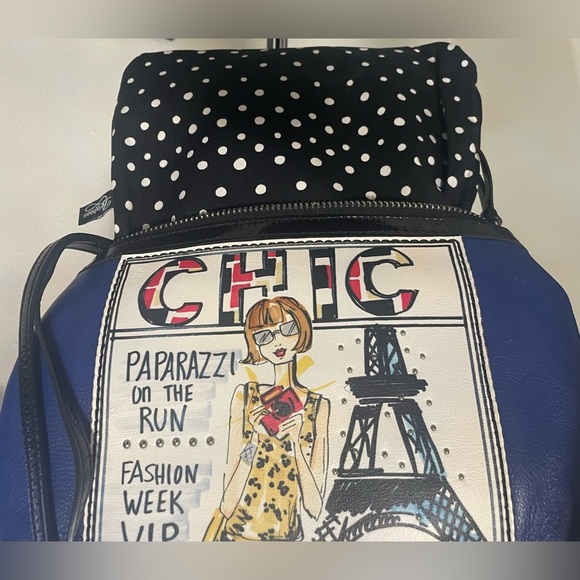 🍂 Brighton paparazzi Patent Leather Crossbody Blue and White - Picture 6 of 9